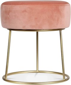 Puf catifea roz pudrat si baza alama Hobby Rose | PRIMERA COLLECTION