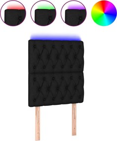 vidaXL Tăblie de pat cu LED, negru, 80x7x118/128 cm, textil