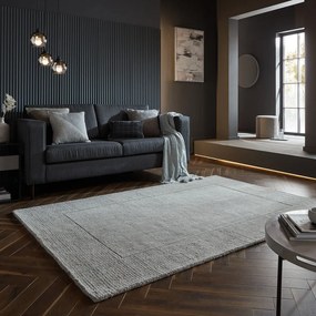 Covor grej țesut manual din lână 120x170 cm Border – Flair Rugs