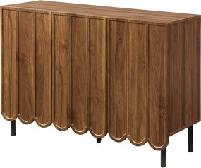 Comodă cu uși ondulate, spațiu de depozitare pentru living, hol &amp; sufragerie, 120x35x80 cm, Maro