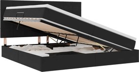 vidaXL Pat cu saltea și LED cu saltea Negru 200 x 200 cm Catifea