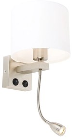 Aplică de perete din oțel cu braț flexibil și abajur alb 18 cm - Brescia Combi