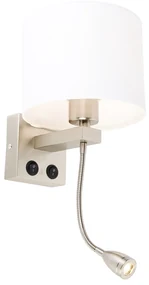 Aplică de perete din oțel cu braț flexibil și abajur alb 18 cm - Brescia Combi