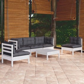 3096191 vidaXL Set mobilier de grădină cu perne, 6 piese, lemn masiv de pin