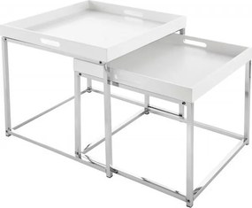 Set de 2 masute design industrial Elements alb