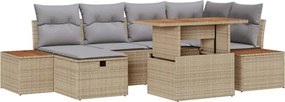 vidaXL Set de canapele pentru grădină 7 pcs Bej poliratan