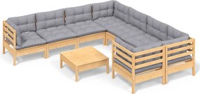 vidaXL Set mobilier de grădină cu perne, 5 piese, gri, lemn de pin