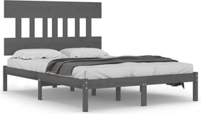 vidaXL Cadru de pat, gri, 200x200 cm, lemn masiv