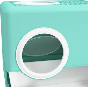 PawHut Litieră pentru Pisici cu Capac și Lopățică, Intrare Dublă și Tavă Detașabilă, 52x41x38.5 cm, Verde | Aosom Romania