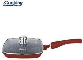 Tigaie Grill Aluminiu Turnat+Capac 24x4 Cm,Calabria, Cooking By Heinner HR-JLG-A24G