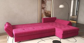 Colțar extensibil dumonde cu ladă de depozitare si sezut confortabil din spuma high-density, Loana XL Zoom Rosu 335x185 cm