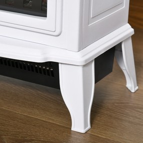 HOMCOM Șemineu decorativ cu Termostat Reglabil și Protecție la Supraîncălzire pentru Camere 20-25 m² 36,5x24x45,5 cm Alb | Aosom Romania