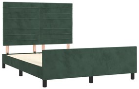 Cadru de pat cu tablie, verde inchis, 140x200 cm, catifea Verde inchis, 140 x 200 cm, Benzi orizontale