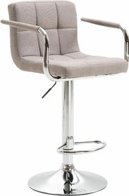 Set 2 buc, scaun de bar, material textil gri-maro taupe/crom, LEORA 2 NEW