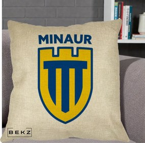 Perna Personalizata Minaur Baia Mare Fotbal, 40x40 cm, Crem, Husa Detasabila, Perna Inclusa, BEKZ®