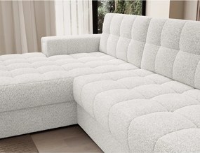 Colțar crem extensibil cu tapițerie din țesătură bouclé (cu colț pe partea stângă/cu șezlong) Blezalt – ELTAP