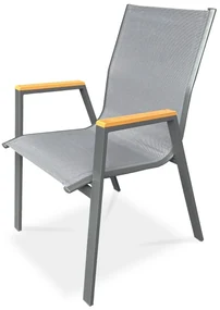 Autronic Scaun de grădină, metal, textil, gri,AZC-S1050 GREY