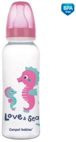 Canpol babies - Biberon imprimat, 250 ml, Love &amp; Sea - roz