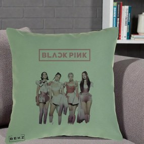 Perna Personalizata K-pop BLACKPINK Fotografie Grup Tinute Roz, 40x40 cm, Verde, Husa Detasabila, Perna Inclusa, BEKZ®