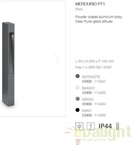 Stalp exterior H-60cm, IP44, MERCURIO PT1 ANTRACITE 114347