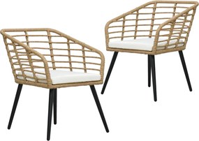 vidaXL Scaune de grădină cu perne, 2 buc., stejar, poliratan