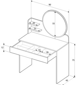 Măsuță de toaletă Trinity 2 (alb) (cu oglindă). 1109420