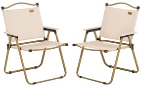 Outsunny Set de 2 scaune de camping scaun de pescuit pliant - tesatura Oxford si structura din otel 54 x 59 x 78 cm kaki | Aosom Romania