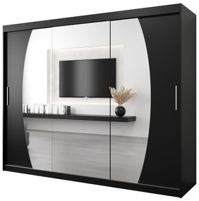Dulap de haine 250 cm Eclipse (Negru mat + Negru mat). 1063446