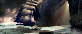 Tablou - Navă printre recife (120x50 cm)
