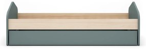 Pat pentru copii în culoare naturală/verde prăfuit cu extensie suplimentară cu aspect de lemn de pin cu spațiu de depozitare cu somieră 90x200 cm Estefania – Marckeric