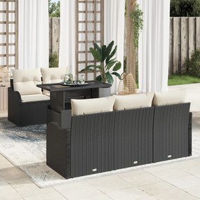 Set de canapea de grădină vidaXL 6 piese cu perne din poliratan negru