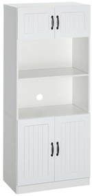 HOMCOM Mobilier de bucătărie Bufet Dulap, Stil rustic, 2 dulapuri, 2 rafturi, 70 cm x 40 cm x 170 cm Alb + Negru | Aosom Romania