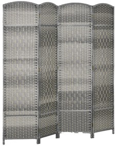 HOMCOM Paravent interior din lemn 4 panouri divizor de cameră pliabil pentru sufragerie dormitor 180 x 180 cm gri mixt | Aosom Romania