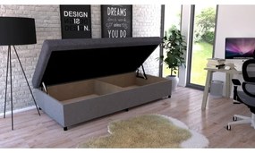 Pat tapițat CORY 80x200, gri, cu spațiu de depozitare