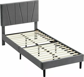 Pat tapițat SAVANA VELVET 90x200 cm gri