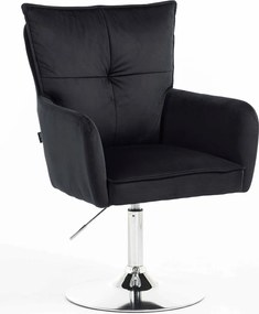 HR250N Scaun Catifea Neagră Bază Cromata