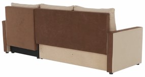 Coltar extensibil modern, cu spatiu depozitare, universal, stanga-dreapta, stofa maro bej, 219x139 cm, Bortis Impex