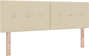vidaXL Tăblie LED cu benzi LED cu headboard Crem 144 cm țesătură