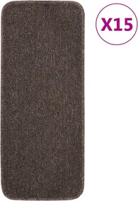 vidaXL Covorașe de scări, 15 buc., maro, 60x25 cm, dreptunghiular
