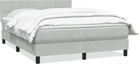 vidaXL Pat box spring cu saltea, gri deschis, 160x210 cm, catifea