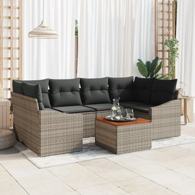 vidaXL Set de canapele pentru grădină cu pernă 7 pcs Gri Rattan poli
