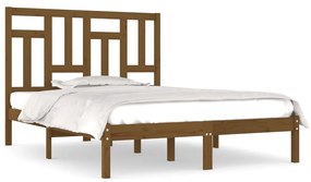 Cadru pat 5FT King Size, maro miere, 150x200 cm, lemn masiv pin maro miere, 150 x 200 cm