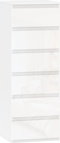 HOMCOM Comodă 6 sertare cu luciu înalt, mobilier de depozitare îngust fără mânere, 40 x 35 x 109 cm, alb | Aosom Romania