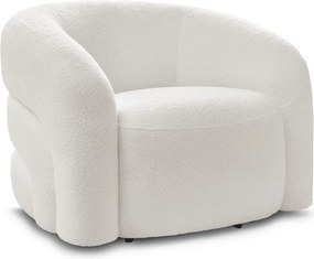 Fotoliu alb pivotant cu tapițerie din țesătură bouclé Elina – Bobochic Paris