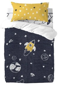 Lenjerie de pat din bumbac pentru copii, pentru pat de o persoană Mr. Fox Starspace, 115 x 145 cm