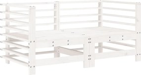 vidaXL Canapea de colț de grădină, 2 buc., alb, lemn masiv de pin