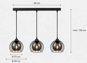 Lustră pe cablu SOLO BLACK 3xE27/60W/230V