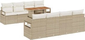 vidaXL Set de canapele pentru grădină 9 pcs Bej Rattan poli