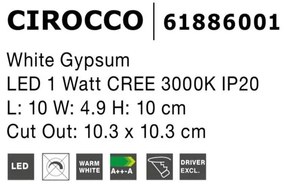 Spot LED incastrabil ideal pentru iluminat scara sau hol CIROCCO, 10x10cm