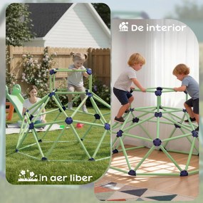AIYAPLAY Cupolă de Cățărat pentru Copii 3-8 Ani, pentru Interior și Exterior, cu Margini Netede, din Plastic, 182,5x182,5x119 cm, Verde și Violet | Aosom Romania